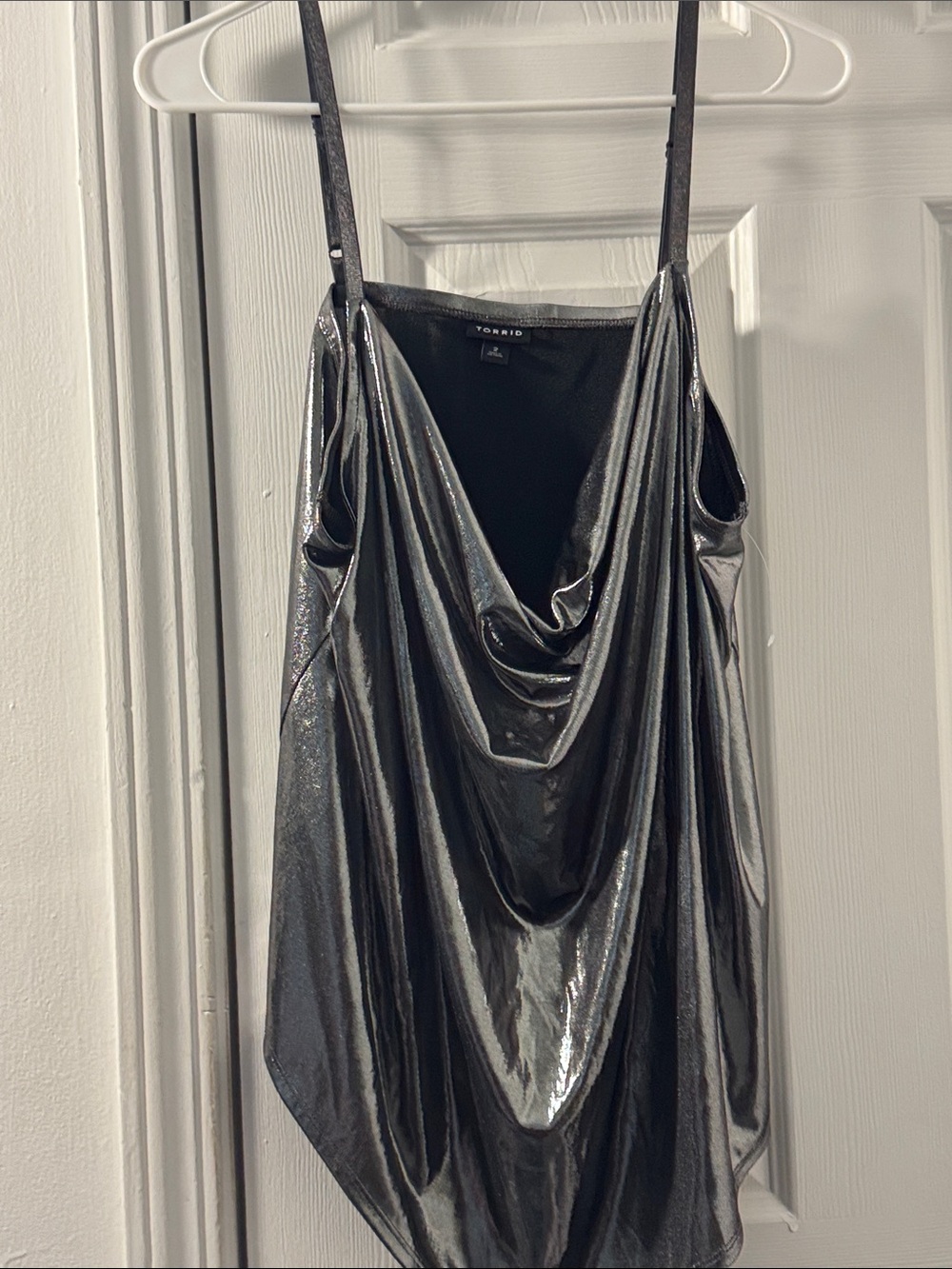 Torrid Metallic Silver Cowl Neck Tank